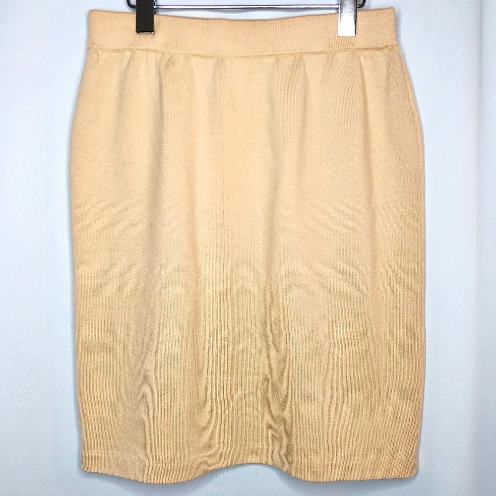 St. John by Marie Gray Knit Pencil Skirt Tan, Sz 8